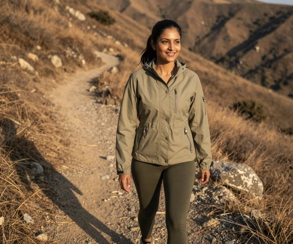 Female anesthesiologist enjoying a weekend hike on a mountain trail